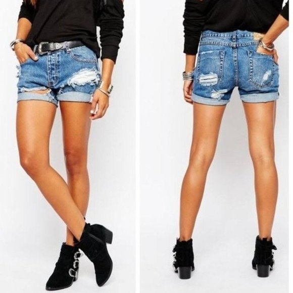 One Teaspoon Pants - SOLD One Teaspoon Chargers Distress Denim Shorts